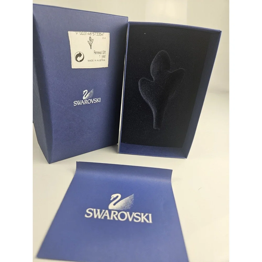 Vtg Swarovski Crystal Tulip Flower Brooch‎ Member Gift Original Box Art Jewelry